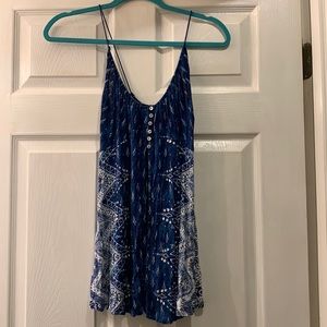 Blue printed open front tank top Urban Outfitters